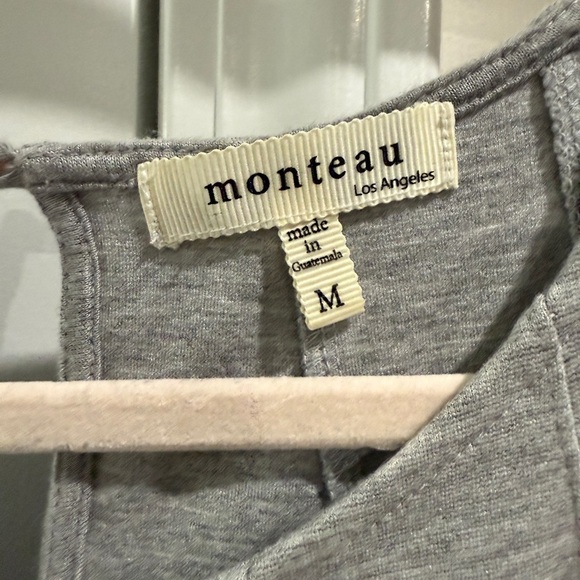 Monteau Heather Gray Pleated Sleeveless Mini Dress Medium - Picture 3 of 4